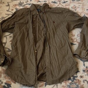 Ralph Lauren Tan and Black Checkered Shirt